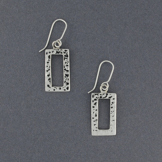 Sterling Silver Hammered Rectangle Earrings