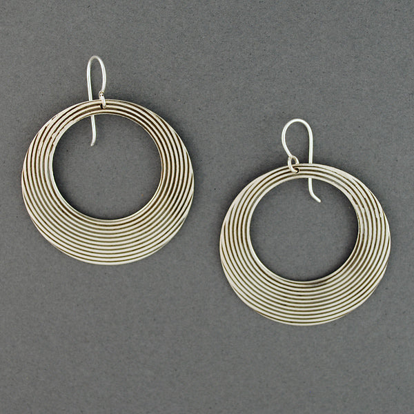 Sterling Silver Striped Circle Earrings