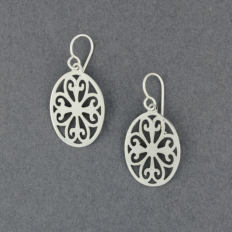 Sterling Silver Ornate Oval Earrings