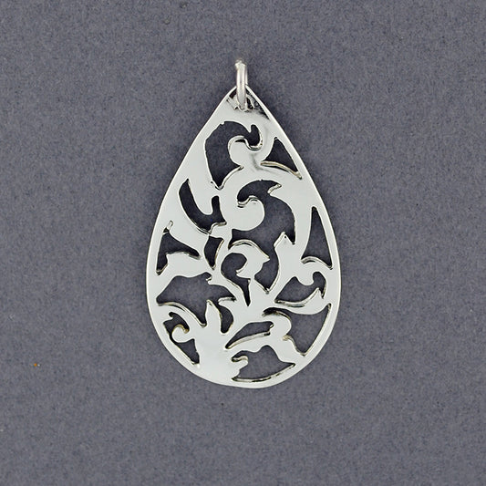 Sterling Silver Teardrop Cutout Pendant