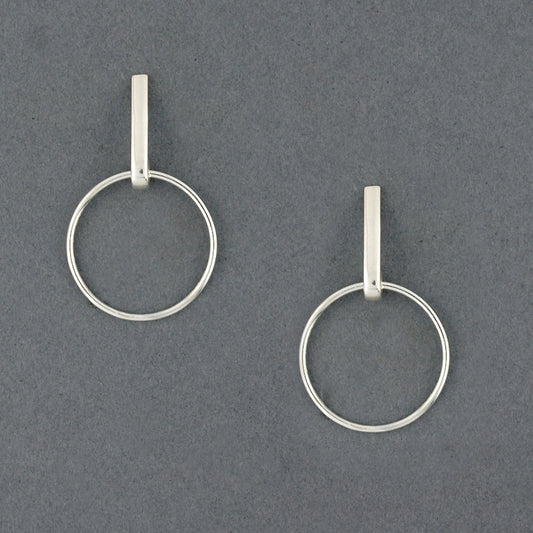 Sterling Silver Circle On Long Post Earring