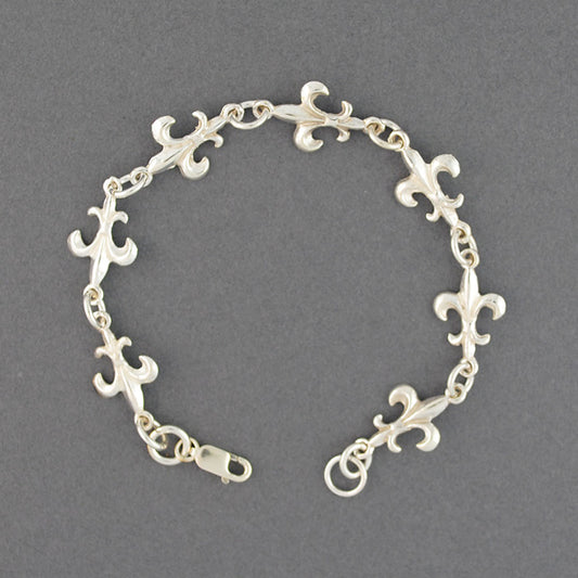 Sterling Silver Fleur-de-lis Link Bracelet
