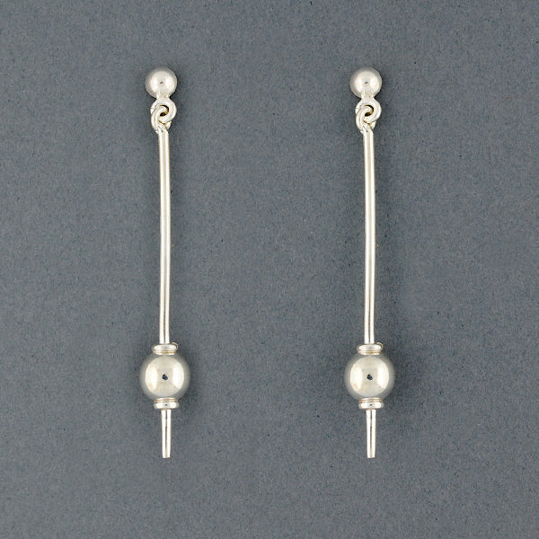 Sterling Silver Long Sphere Earrings