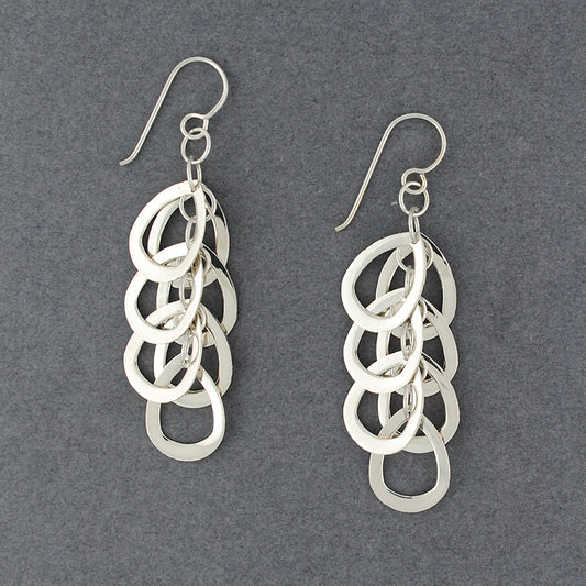 Sterling Silver Cascading Open Teardrops Earring