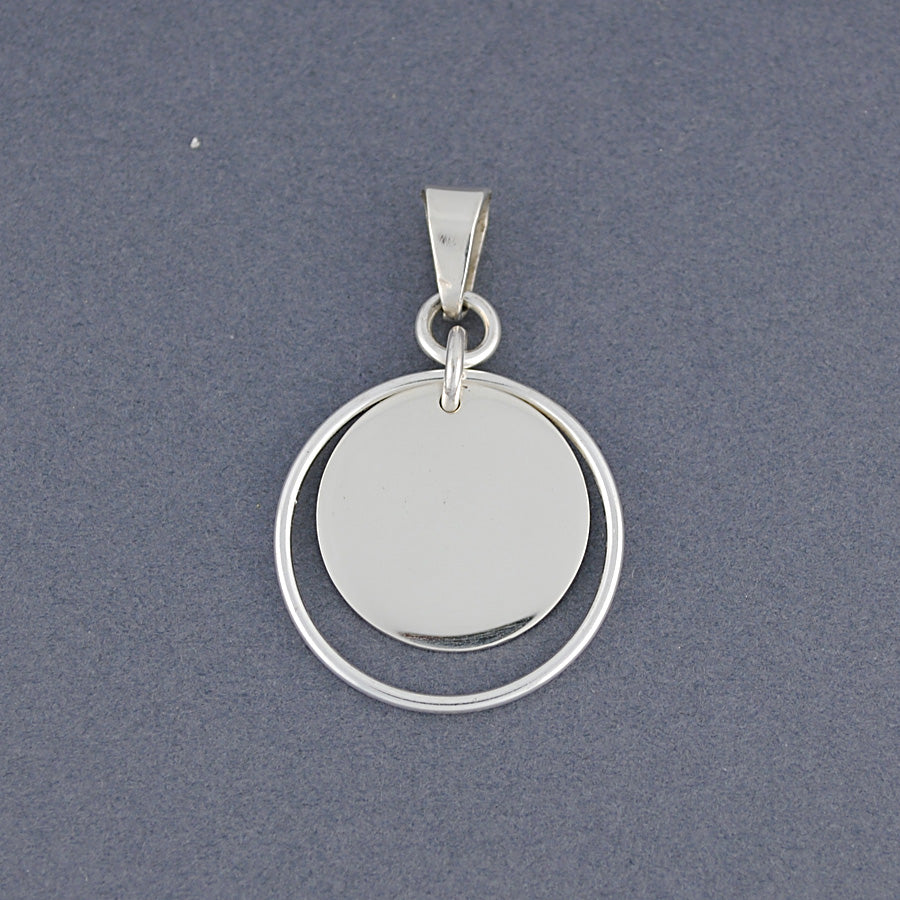 Sterling Silver Disc in Circle Pendant