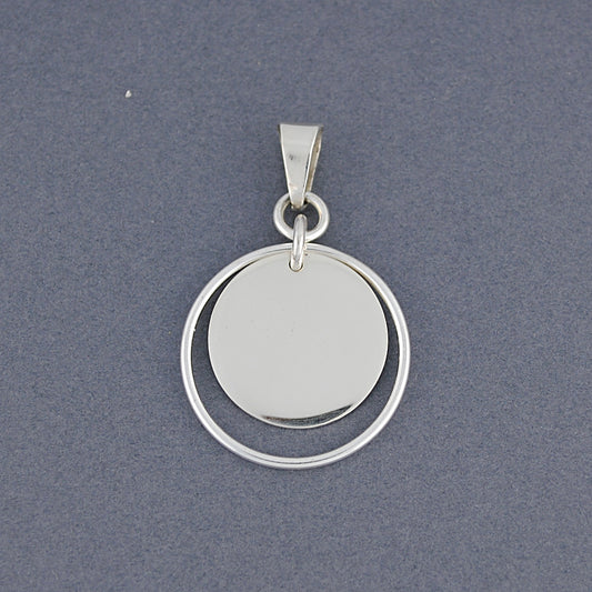 Sterling Silver Disc in Circle Pendant