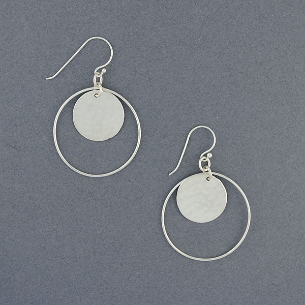 Sterling Silver Hammered Circle Disc Earrings