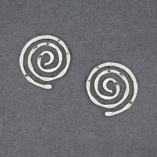 Sterling Silver Large Hammered Spiral Post Earrings