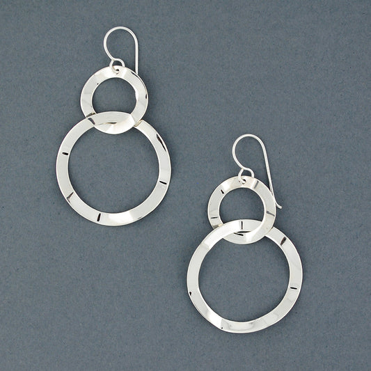 Sterling Silver Floating Textured Circles Earring