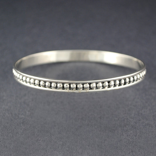 Sterling Silver Antiqued Dots with Border Bangle