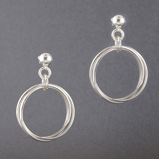 Sterling Silver Twisted Rings Earring