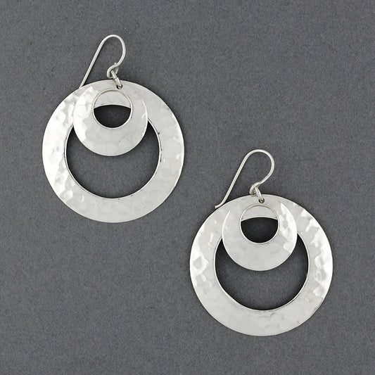 Sterling Silver Double Hammered Circle Earring