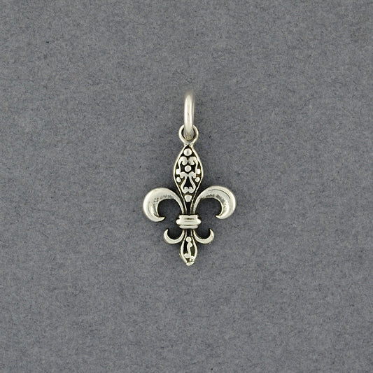 Sterling Silver Small Antiqued Fleur-de-lis Pendant