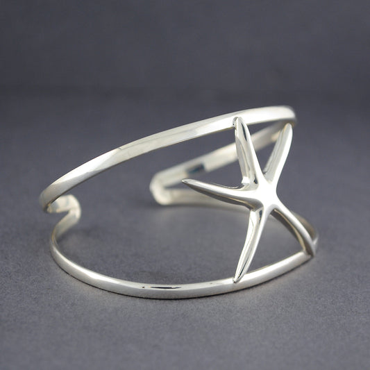 Sterling Silver Flat Starfish Cuff
