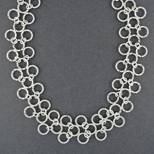 Sterling Silver Hammered Linked Circles Necklace