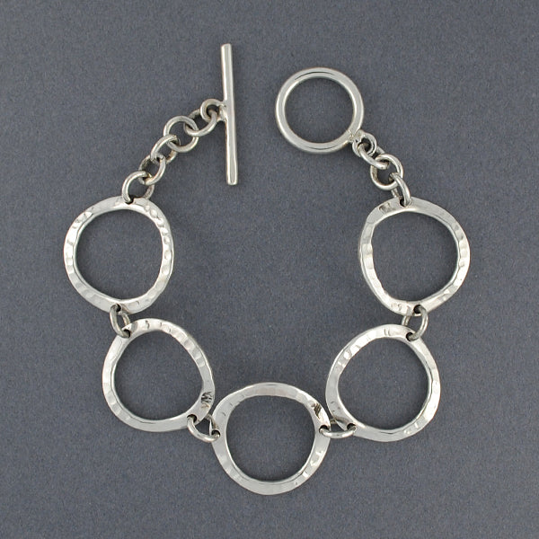 Sterling Silver Hammered Open Circle Link Bracelet