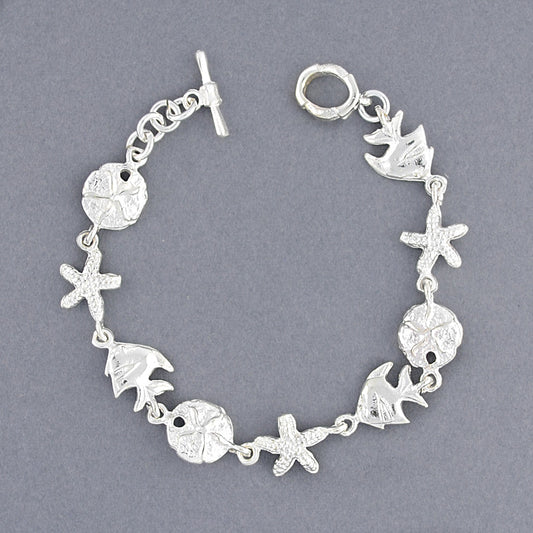 Sterling Silver Sea Life Link Bracelet