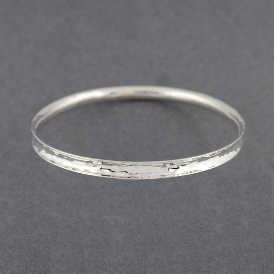 Sterling Silver Hammered Concave Bangle