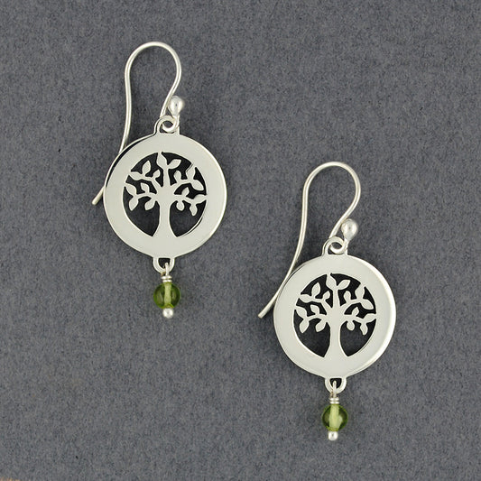 Circle Tree of Life with Stone Earrings