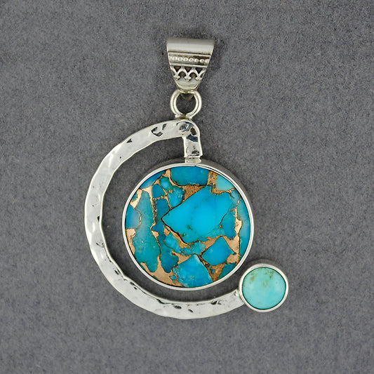 Semi Circle Turquoise Bronze Pendant