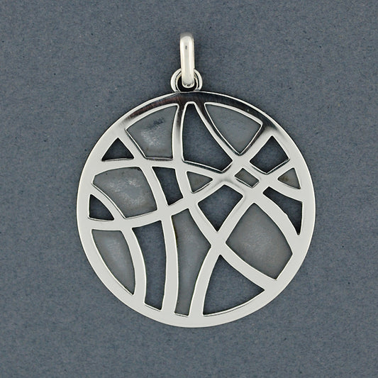 Abstract Lines in Circle Pendant