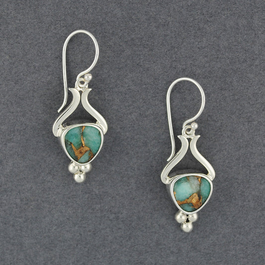 Granulated Amazonite and Bronze Earrings