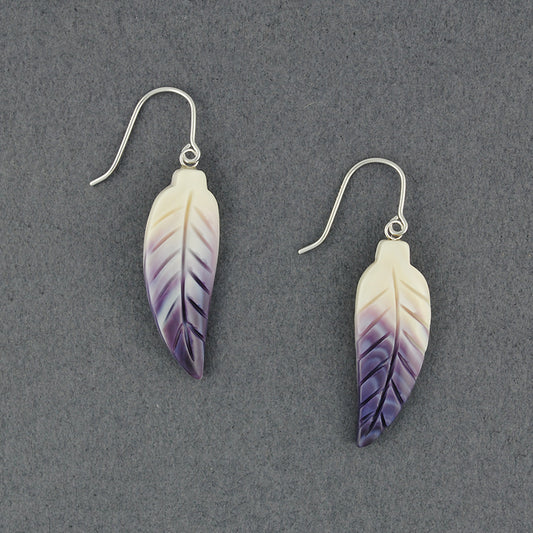 Wampum Curved Feather Earrings