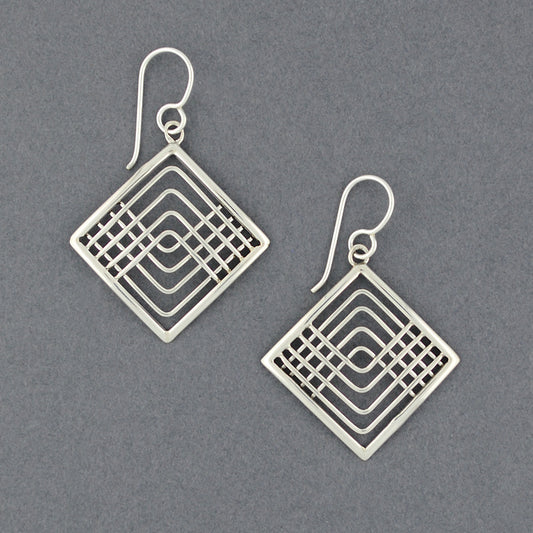 Sterling Silver Lines In Diamond Earrings