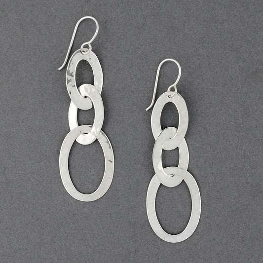 Sterling Silver Hammered Ovals Earring