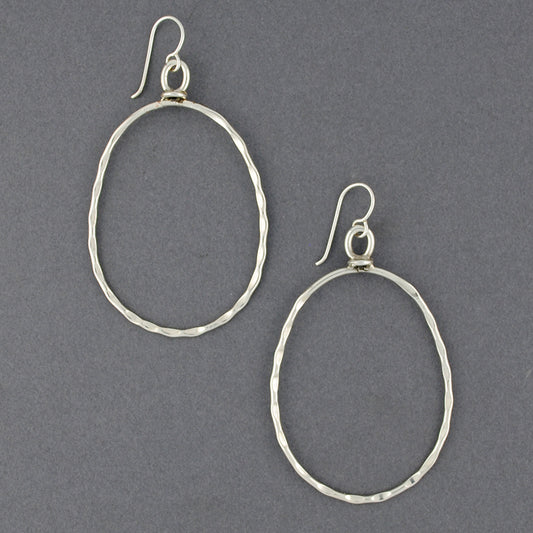 Sterling Silver Big Hammered Oval Dangles