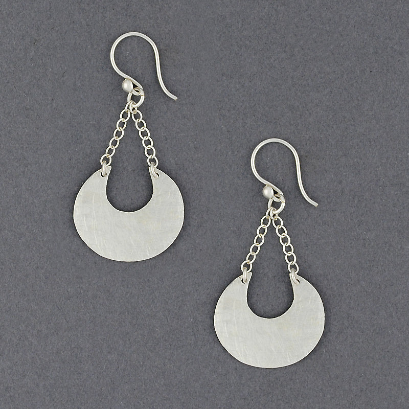 Sterling Silver Brushed Crecsent Dangle Earring