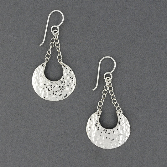 Sterling Silver Hammered Crescent Dangle Earrings