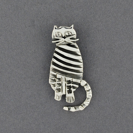 Sterling Silver Striped Cat Pendant