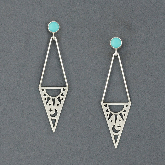 Triangle Sun & Moon Earrings with Stone