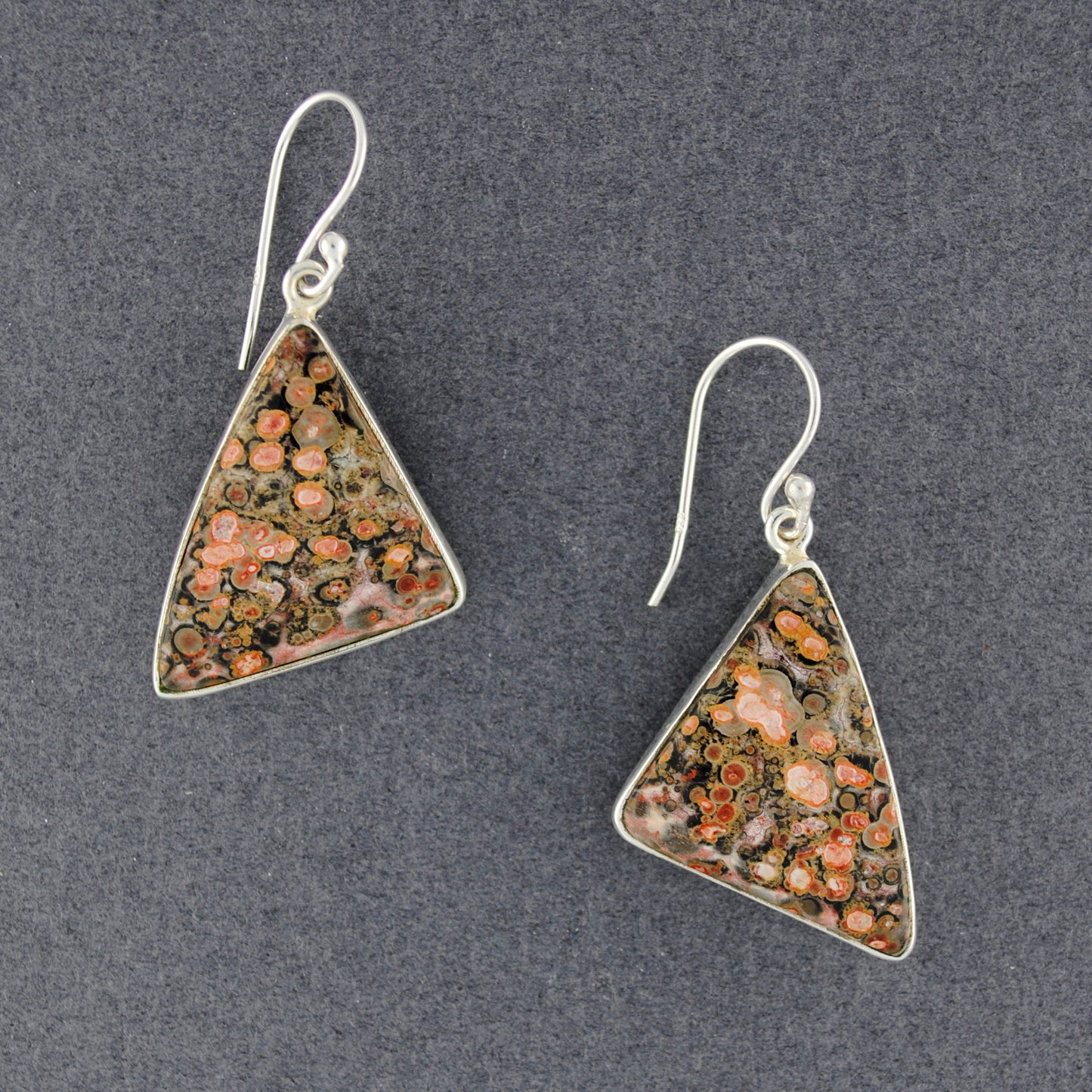 Sterling Silver Leopard Hasper Triangle Earrings