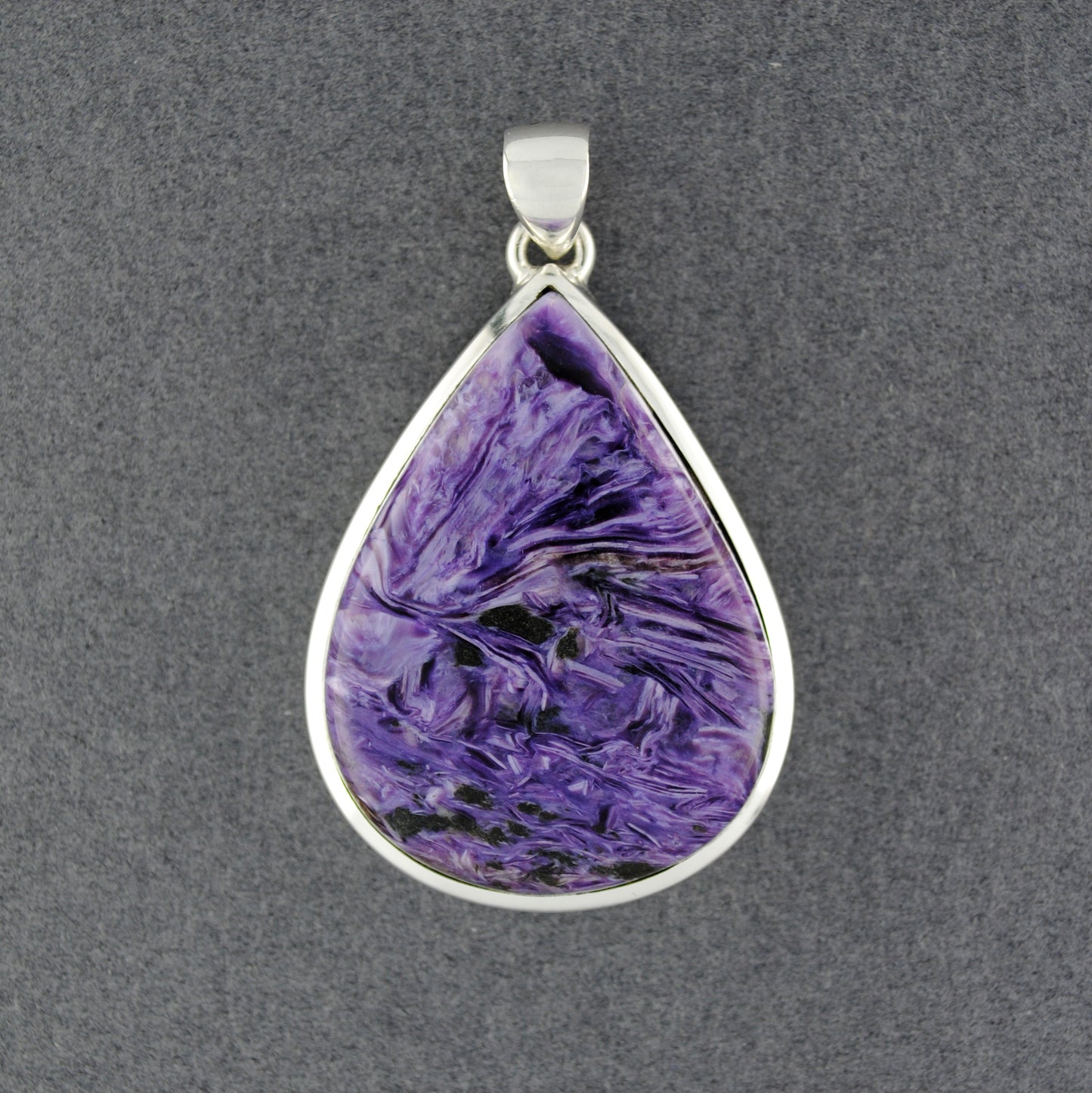 Sterling Silver Charoite Teardrop Pendant