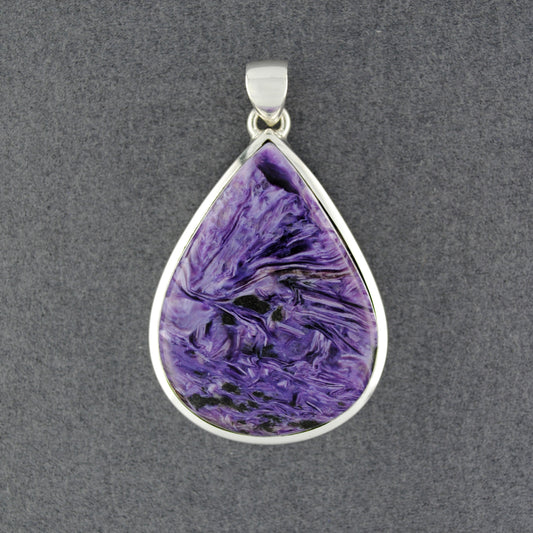Sterling Silver Charoite Teardrop Pendant