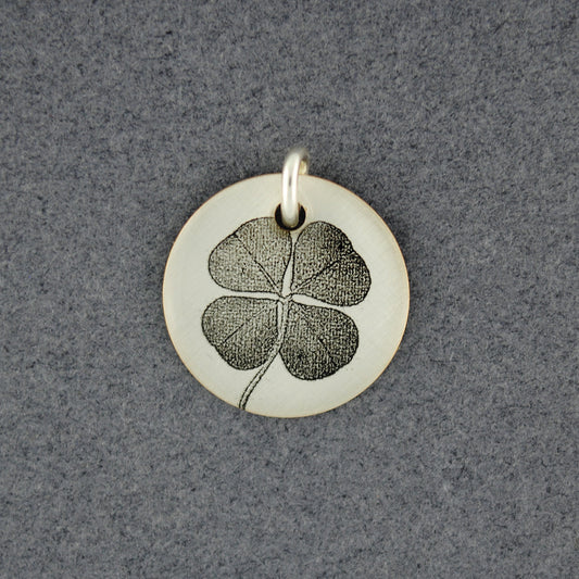 Sterling Silver Four Leaf Clover Flat Picture Pendant