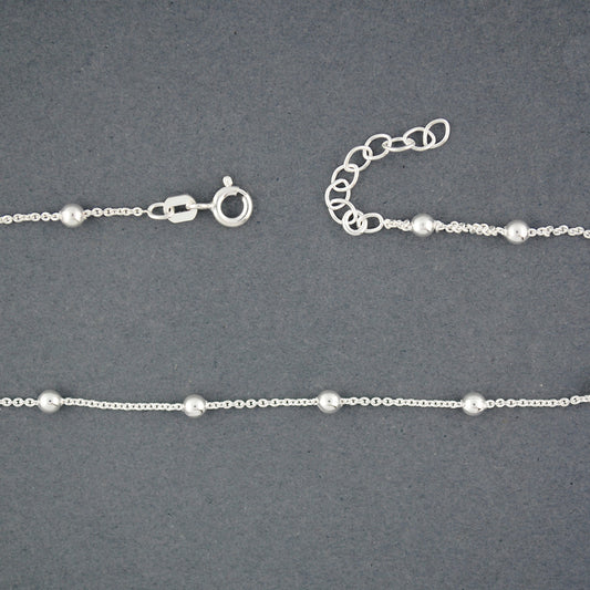 Sterling Silver Beaded Anklet