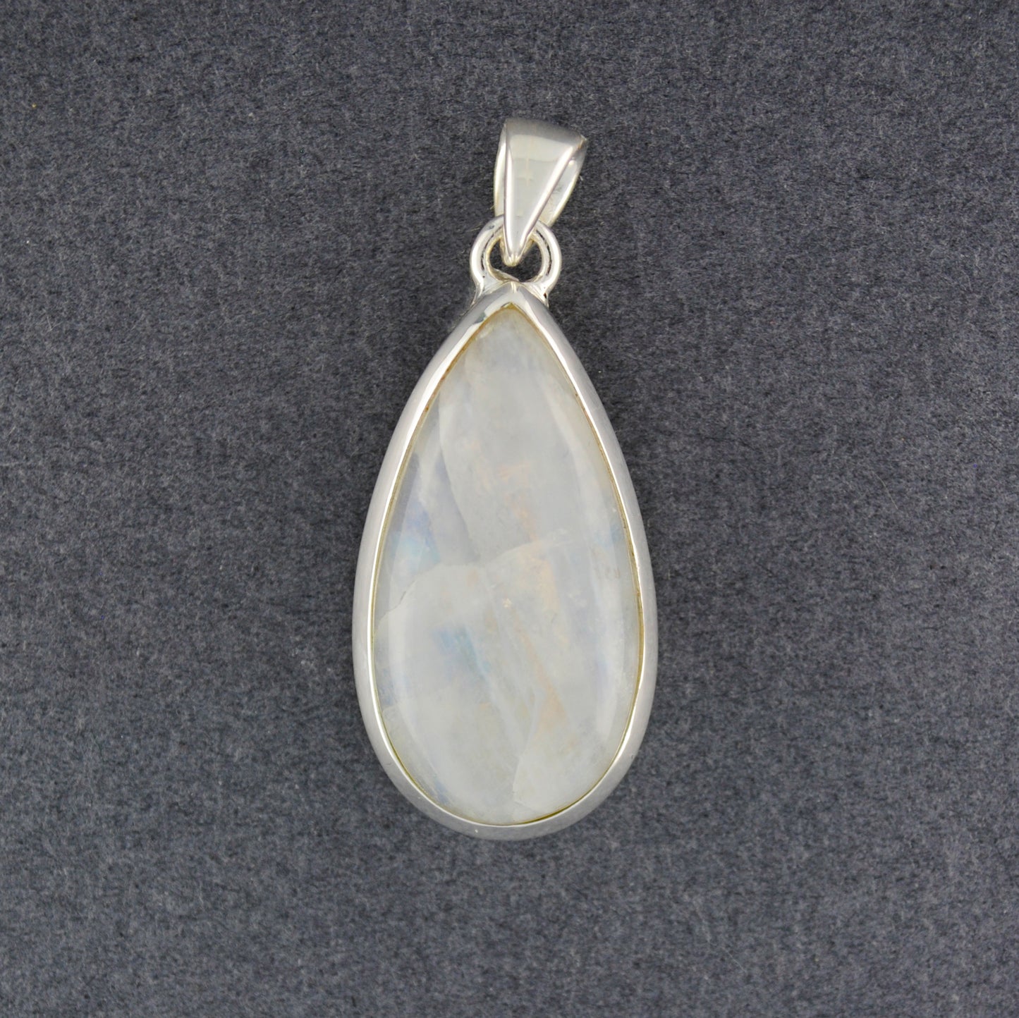 Sterling Silver Rainbow Moonstone Teardrop Pendant