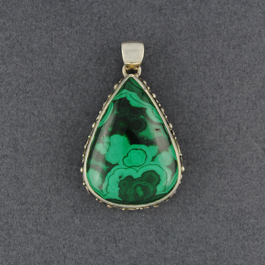 Sterling Silver Malachite Fancy Teardrop Pendant