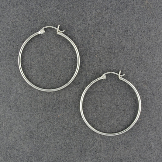 Sterling Silver 35mm Light Snap Post Hoop Earrings