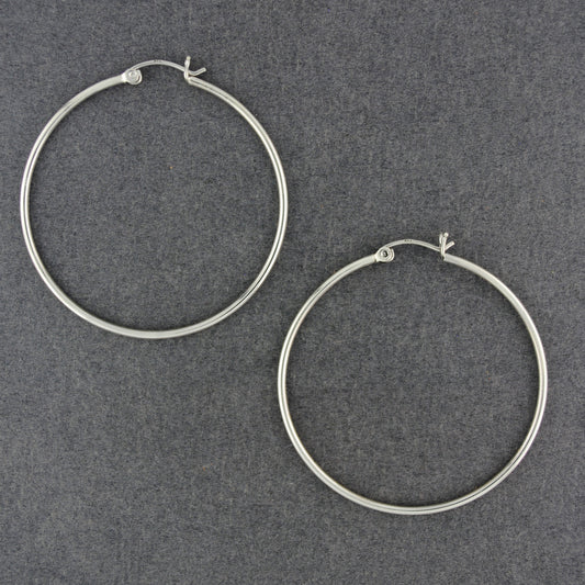 Sterling Silver 45mm Light Snap Post Hoop Earrings