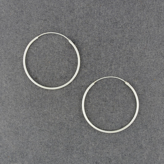 Sterling Silver Thin 30mm Continuous Hoop Earrings
