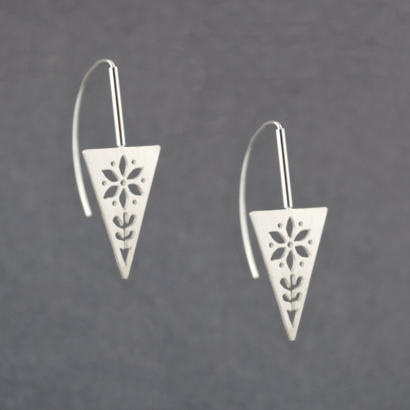 Triangle Flower Earrings