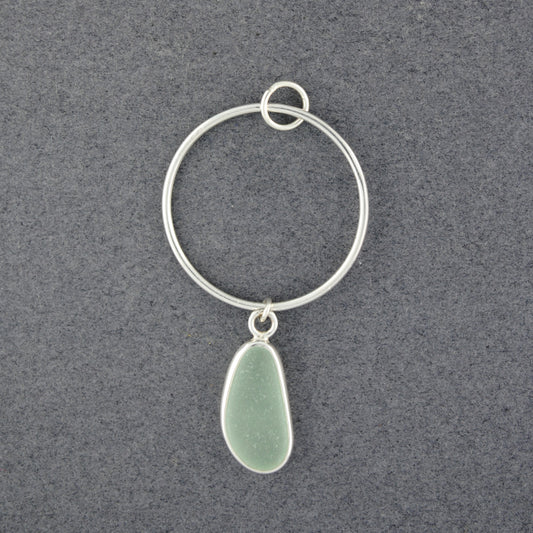 Sterling Silver Hoop Drop Seafoam Sea Glass Pendant