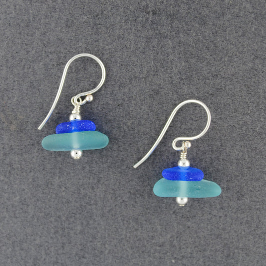 Sterling Silver Tropical Sea Glass Stack Earrings