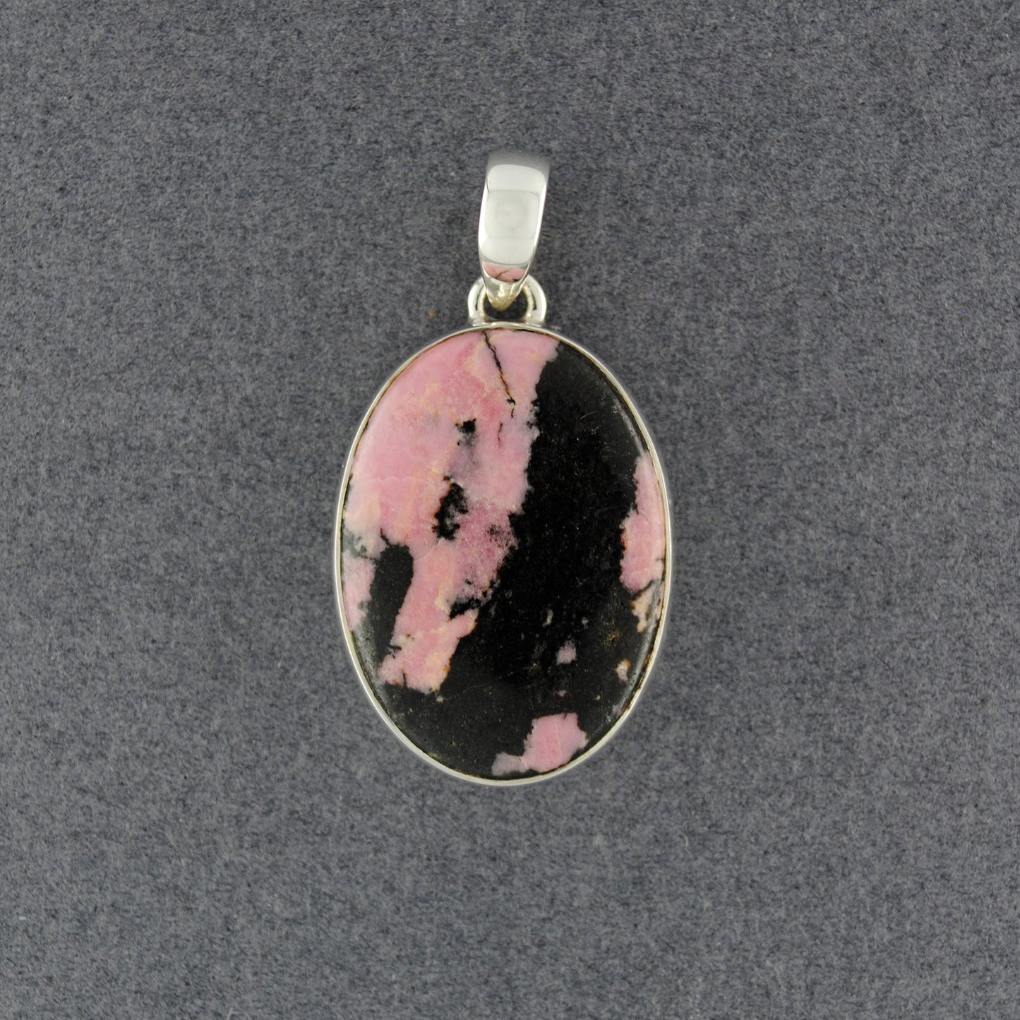 Sterling Silver Rhodonite Oval Pendant