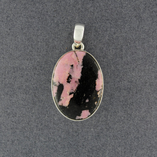 Sterling Silver Rhodonite Oval Pendant
