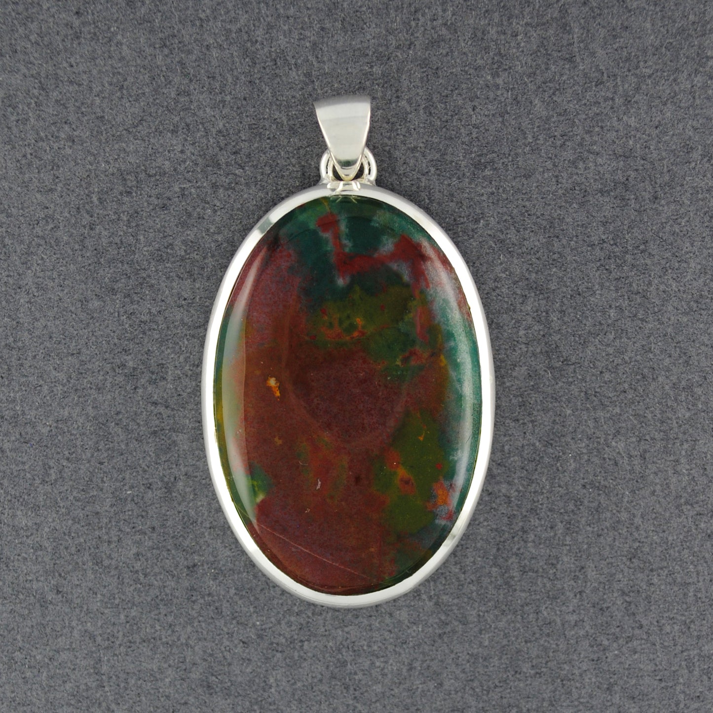 Sterling Silver Ocean Jasper Oval Pendant